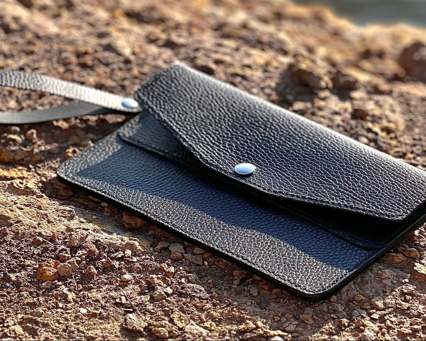 "The Stella" Full Grain Italian Leather Clutch Purse with Wristlet