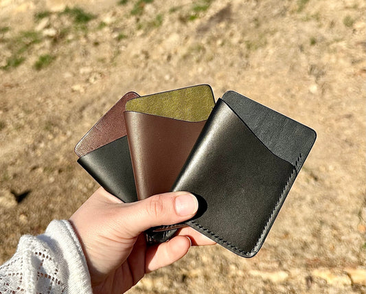 Full Grain Pueblo Leather Minimalist Wrap Cardholder Wallet