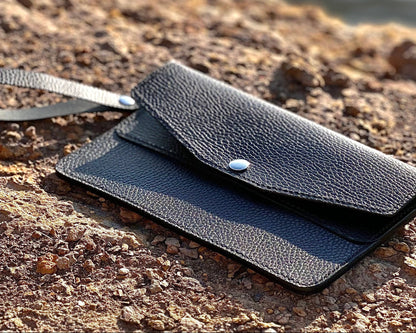 "The Stella" Full Grain Italian Leather Clutch Purse with Wristlet