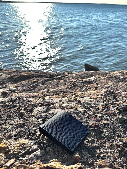 "Gatsby" Black Full Grain Leather Bifold Cardholder Wallet