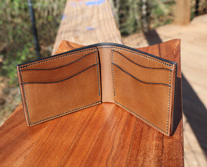 "Two-Step" Black & Brown Full Grain Leather Bifold Wallet