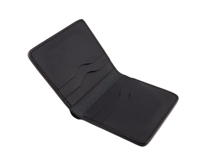 Black leather wallet on a white background