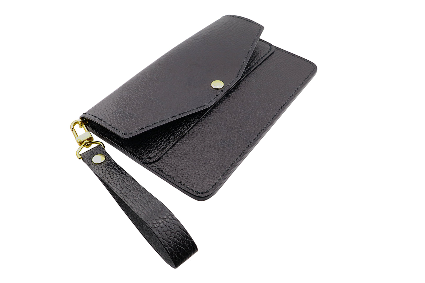 "The Stella" Full Grain Italian Leather Clutch Purse with Wristlet