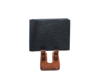 Black leather wallet on a white background