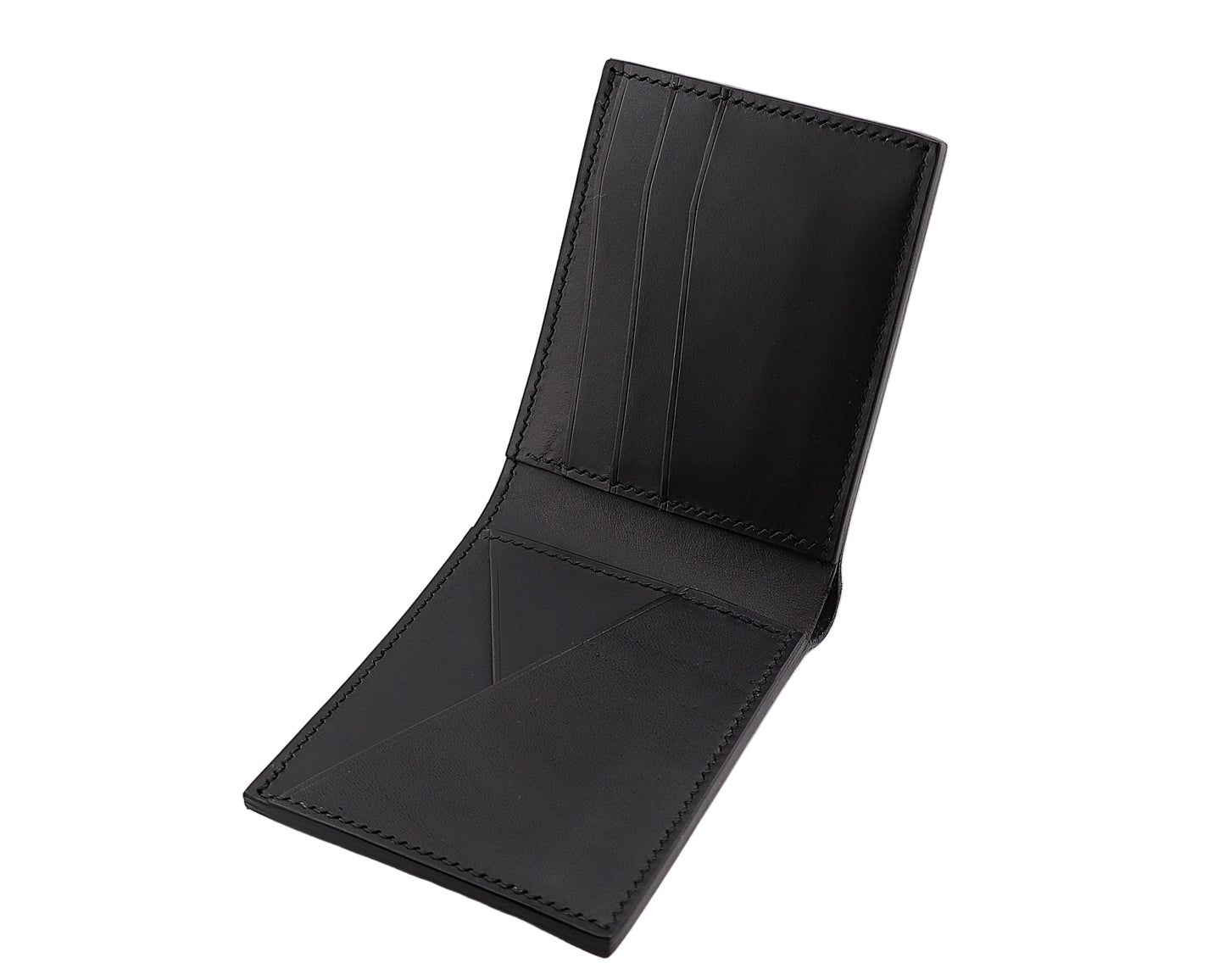 "Gatsby" Black Full Grain Leather Bifold Cardholder Wallet