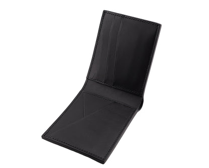 "Gatsby" Black Full Grain Leather Bifold Cardholder Wallet