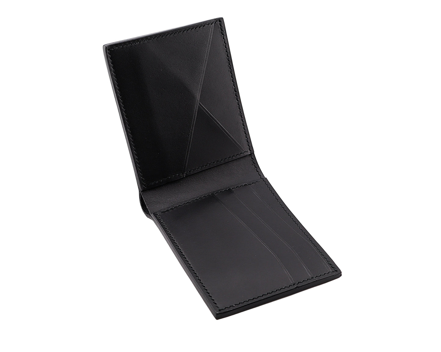 "Gatsby" Black Full Grain Leather Bifold Cardholder Wallet