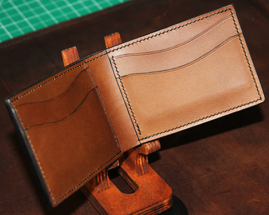 "Two-Step" Black & Brown Leather Bifold Wallet