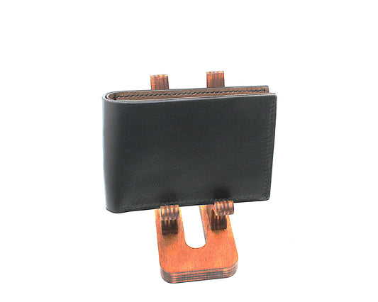 "Two-Step" Black & Brown Full Grain Leather Bifold Wallet