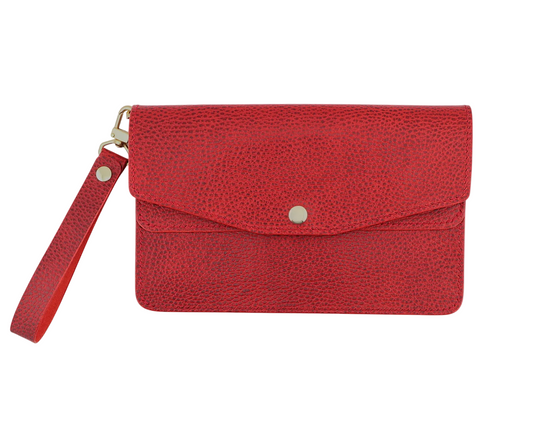 "The Stella" Full Grain Italian Leather Clutch Purse with Wristlet