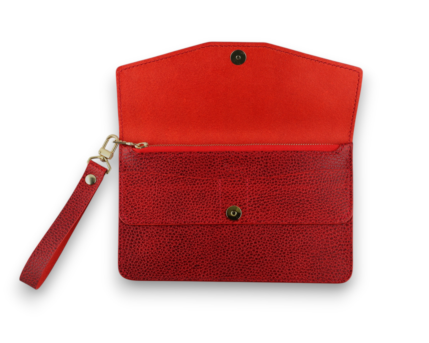 "The Stella" Full Grain Italian Leather Clutch Purse with Wristlet