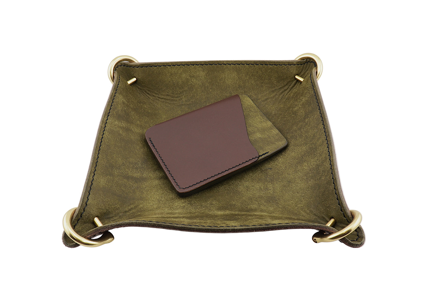 Customizable Full Grain Pueblo Leather Valet/Catch-all Decor Tray