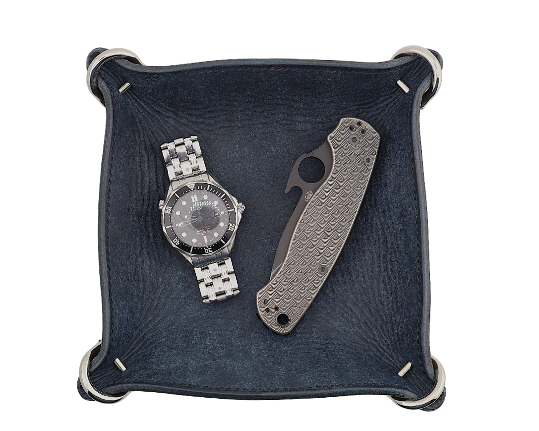 Customizable Full Grain Pueblo Leather Valet/Catch-all Decor Tray