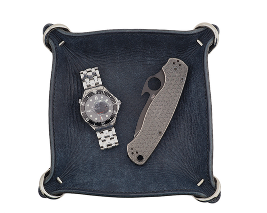 Customizable Full Grain Pueblo Leather Valet/Catch-all Decor Tray